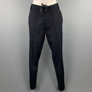 MARNI Size 2 Black Knitted Patch Virgin Wool Skinny Casual Pants